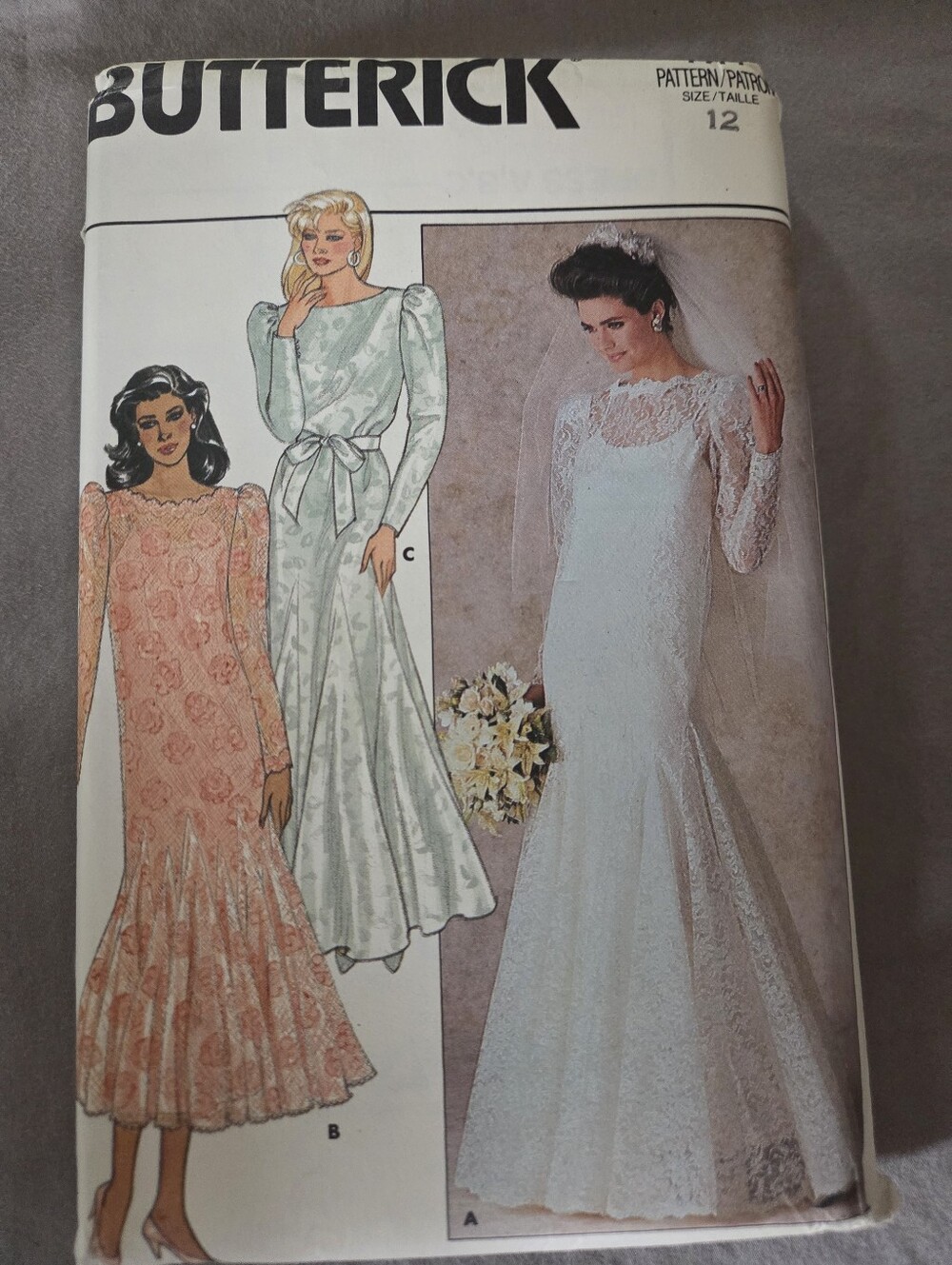 Butterick Sewing Pattern Size 12 Misses' Dress Slip Veil